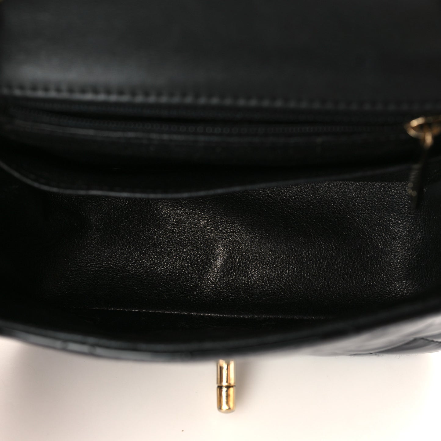 Patent Calfskin Quilted Mini Square Flap Black