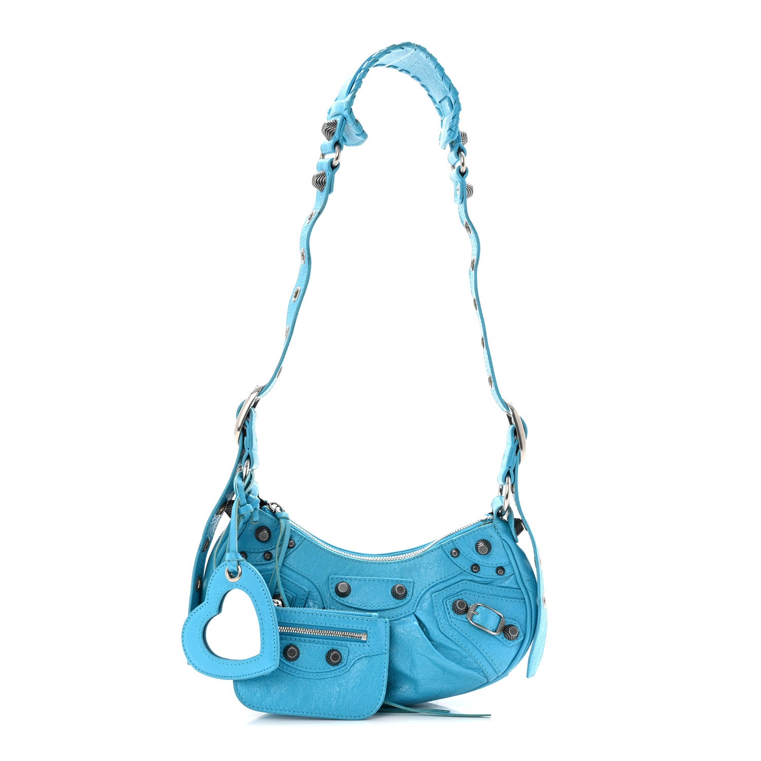 Balenciaga Agneau Arena Le Cagole Shoulder Bag XS Cyan 1879682