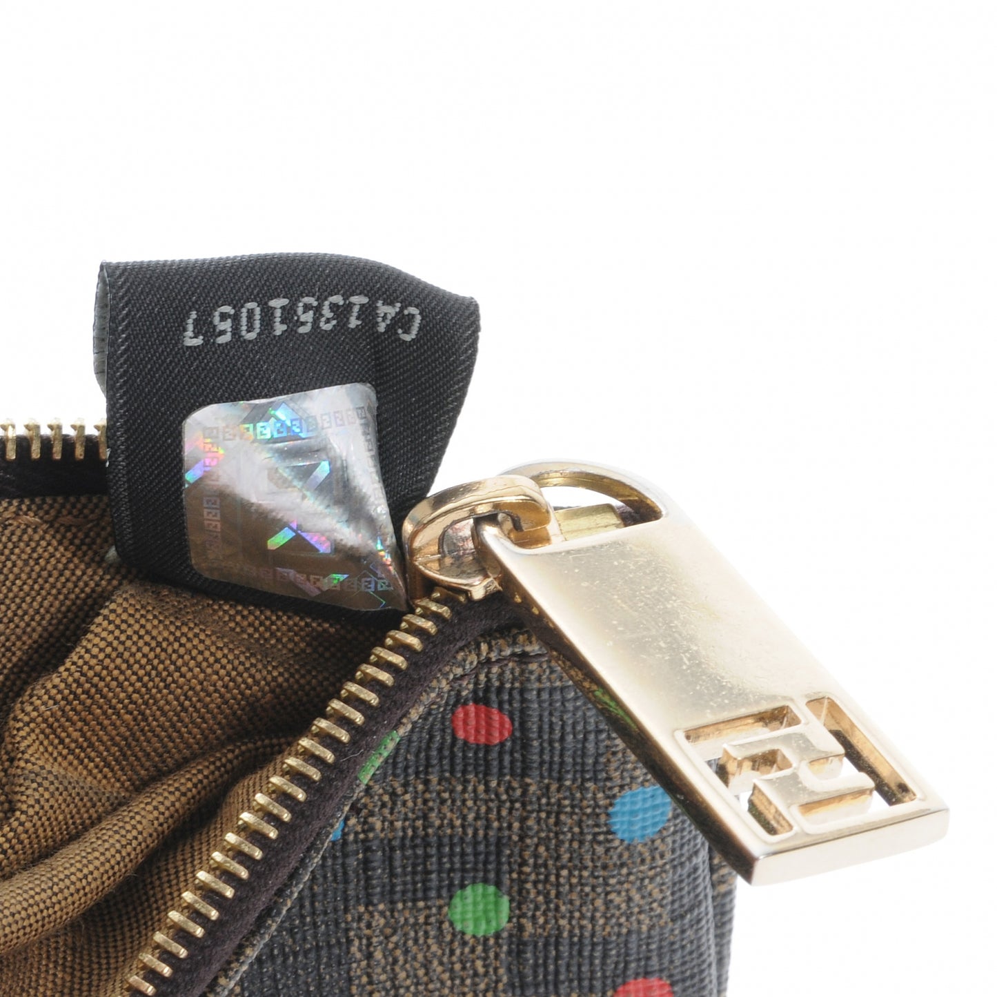 Zucca Spalmati Polka Dot Coin Pouch Key Case Tobacco Multicolor