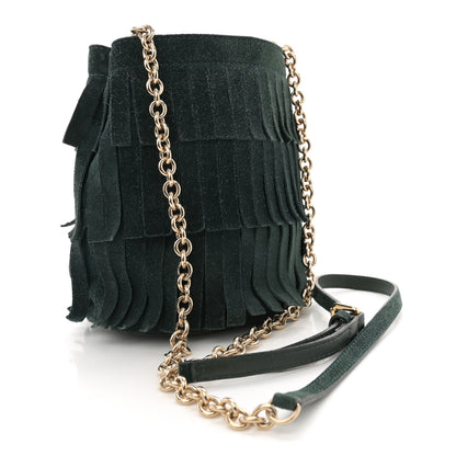 Burberry Suede Fringe Mini Bucket Bag Dark Forest Green 3 of 9