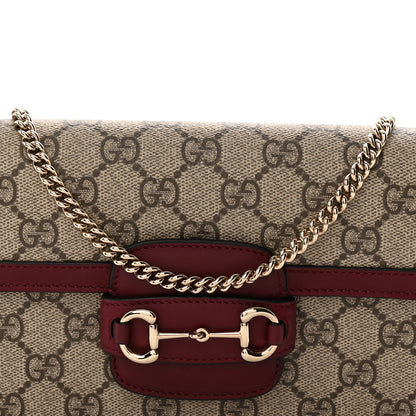 Gucci GG Supreme Monogram Azalea Calfskin Horsebit 1955 Mini Bag Beige Ebony Rosso Ancora 9 of 12