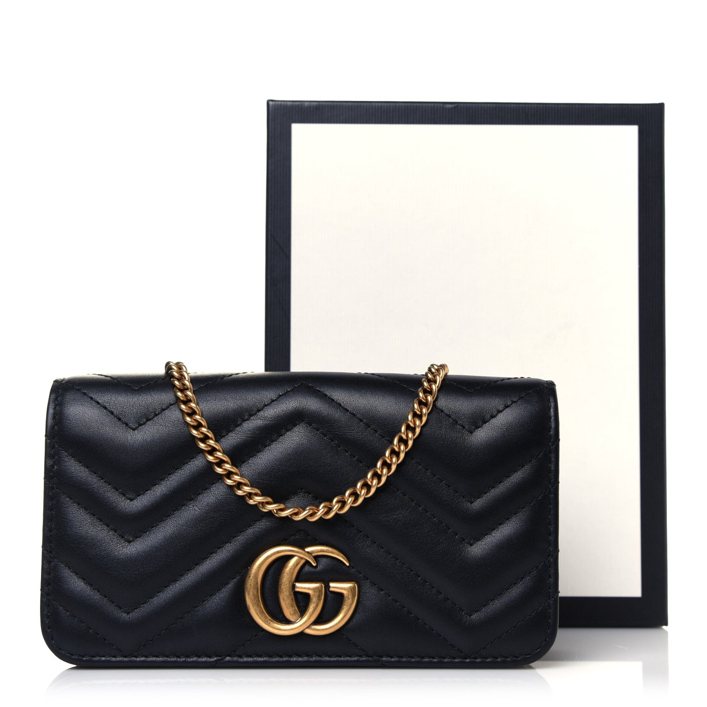 Calfskin Matelasse GG Marmont Mini Bag Black