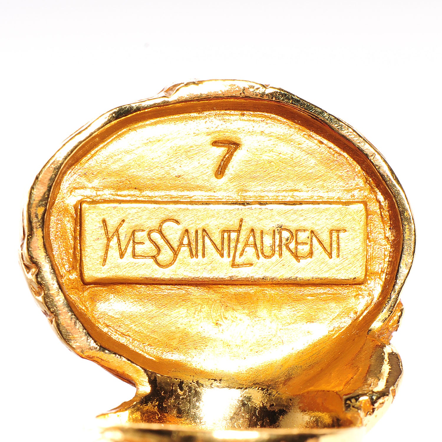 Saint Laurent Glass Cabochon Arty Ovale Ring 7 Gold Lapis 4 of 4