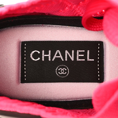Chanel Mixed Fibers Quilted Womens CC Sneakers 36.5 Bright Pink 8 of 10