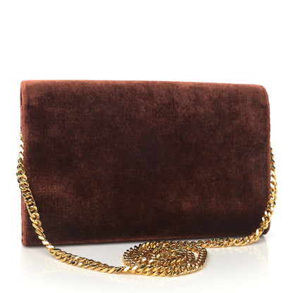 Saint Laurent Textured Velour Monogram Chain Wallet Red Clay 3 of 11