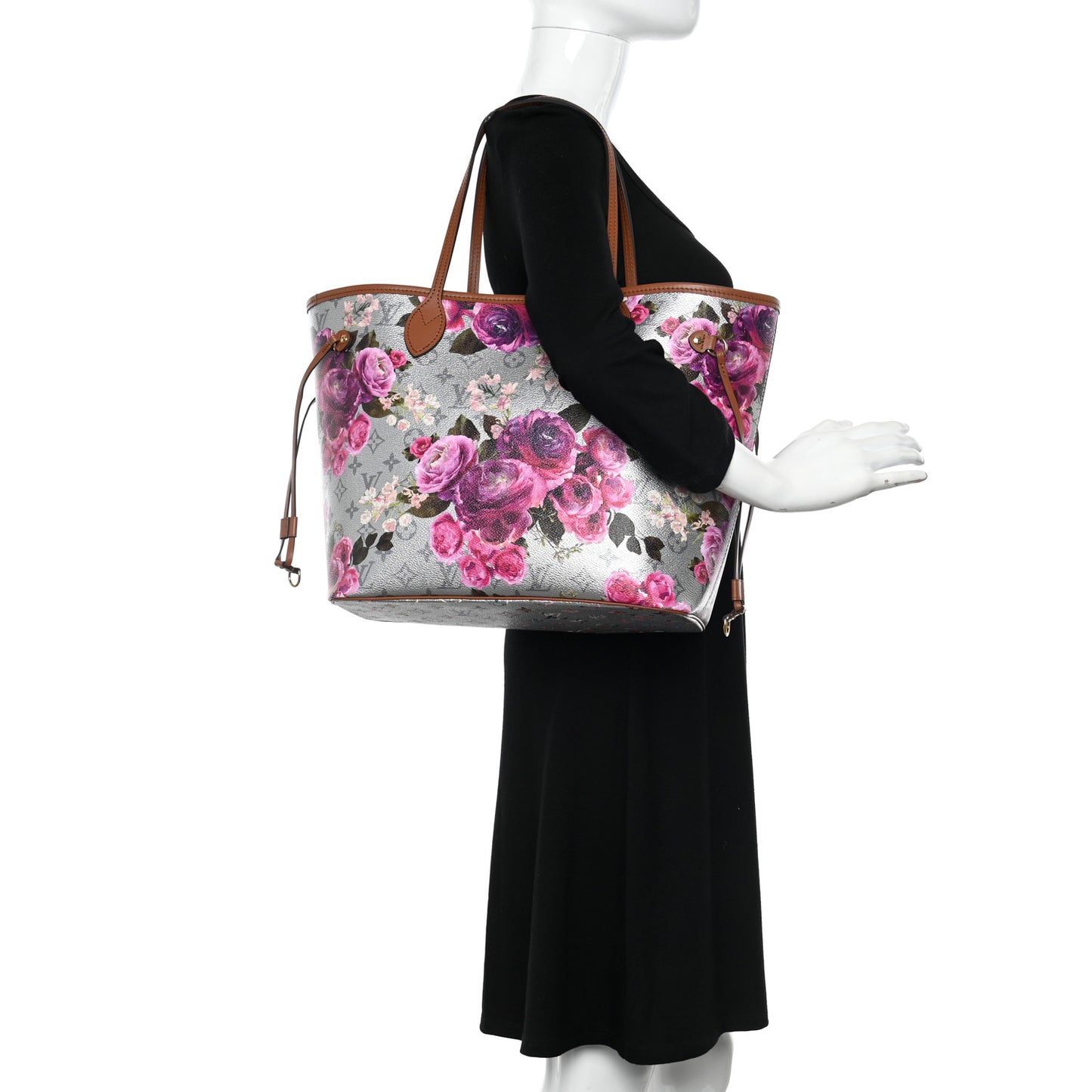 Metallic Monogram LV Garden Neverfull MM Silver