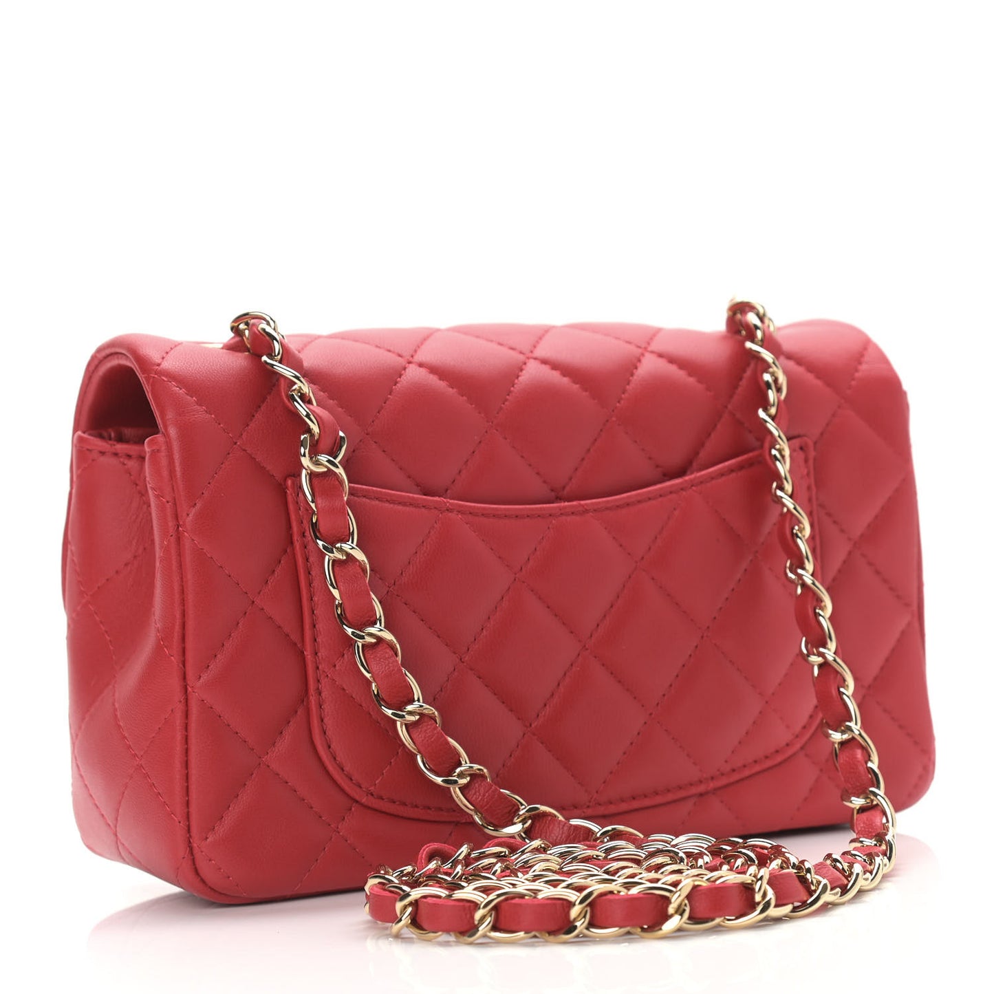 Lambskin Quilted Mini Rectangular Flap Red