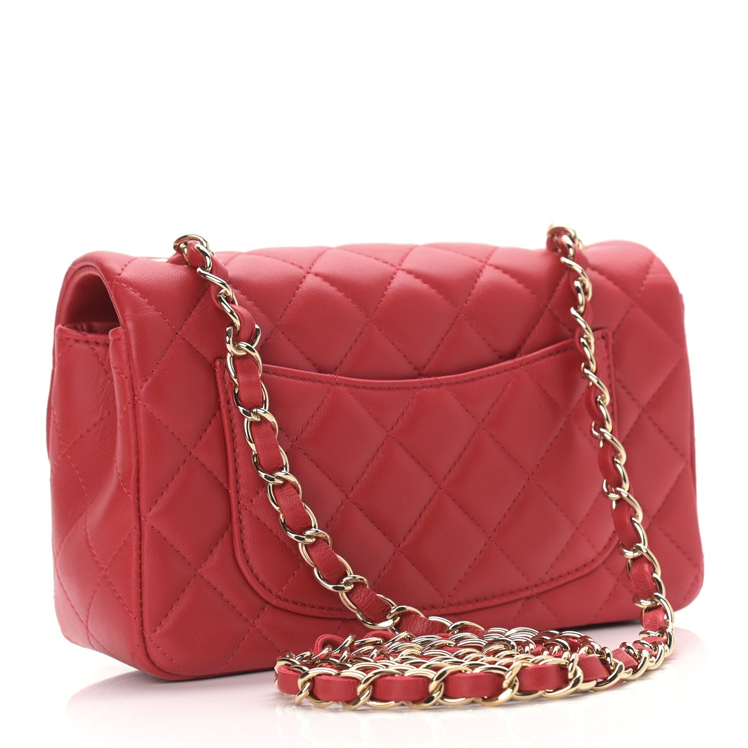 Chanel Lambskin Quilted Mini Rectangular Flap Red 3 of 9