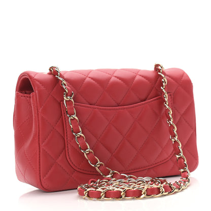 Chanel Lambskin Quilted Mini Rectangular Flap Red 3 of 9