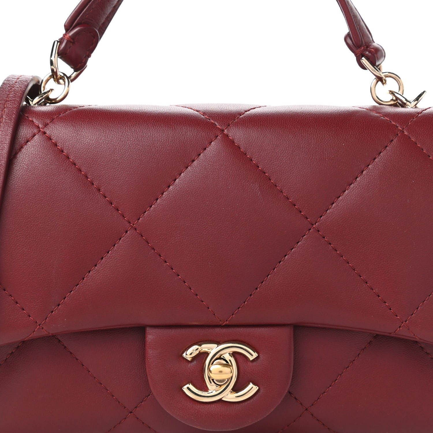 Chanel Lambskin Quilted Small Easy Carry Flap Burgundy 10 of 12