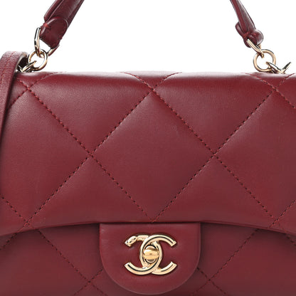 Chanel Lambskin Quilted Small Easy Carry Flap Burgundy 10 of 12