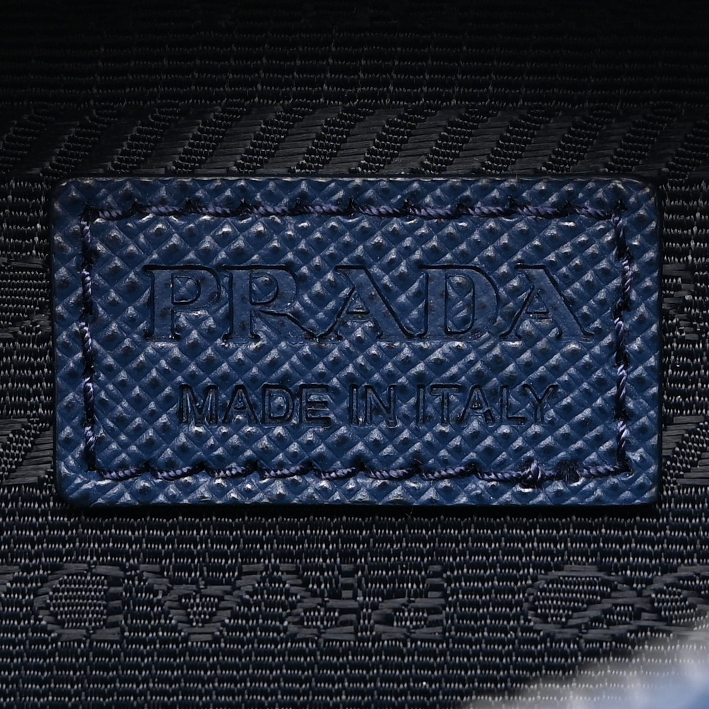 Saffiano Travel Metal Triangle Logo Mini Pouch Shoulder Bag Bluette