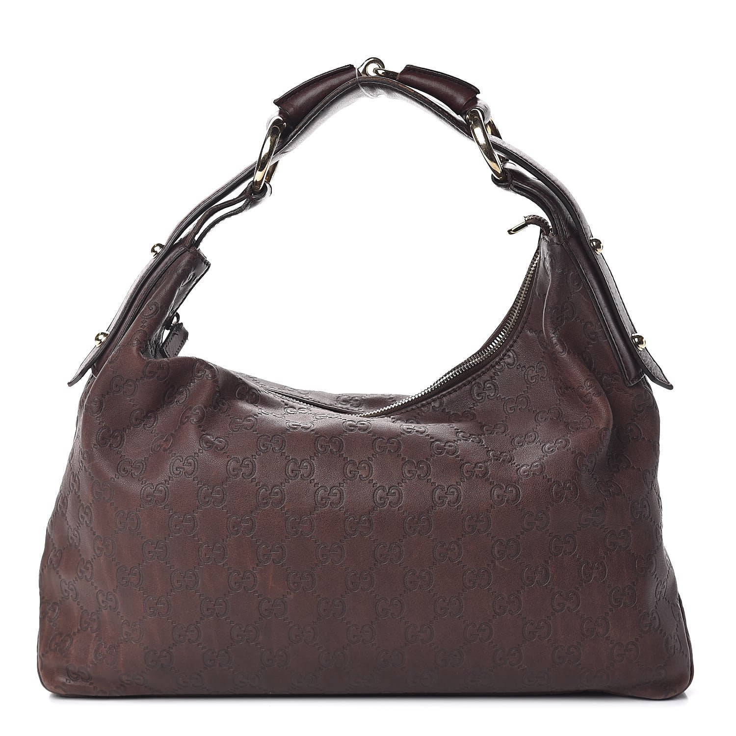 Gucci Calfskin Medium Horsebit Chain Hobo Brown 1 of 19