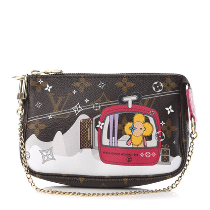 Louis Vuitton Monogram 2019 Christmas Animation Mini Courchevel Pochette Accessories Fuchsia 1 of 10