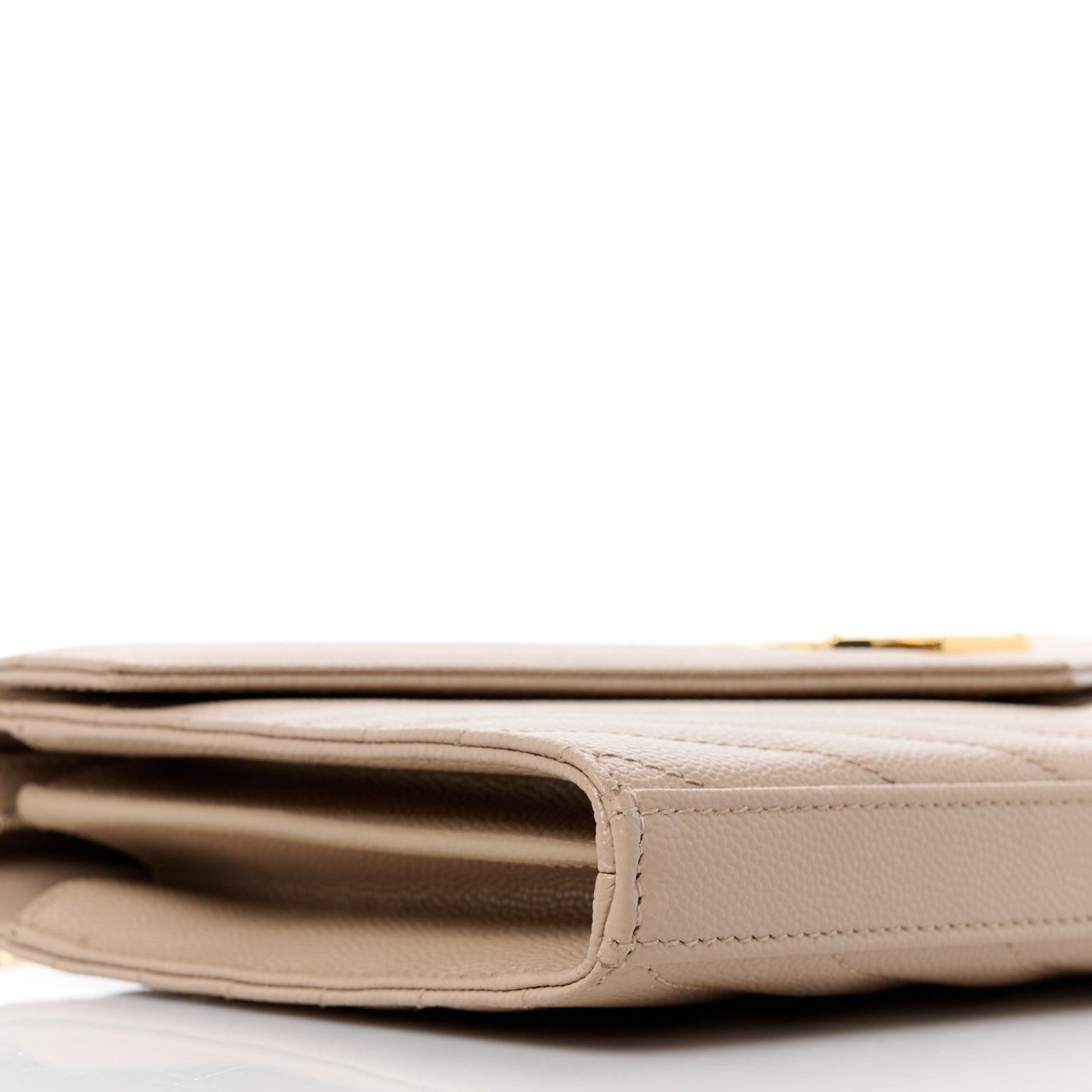 Grain De Poudre Matelasse Chevron Monogram Chain Wallet Dark Beige