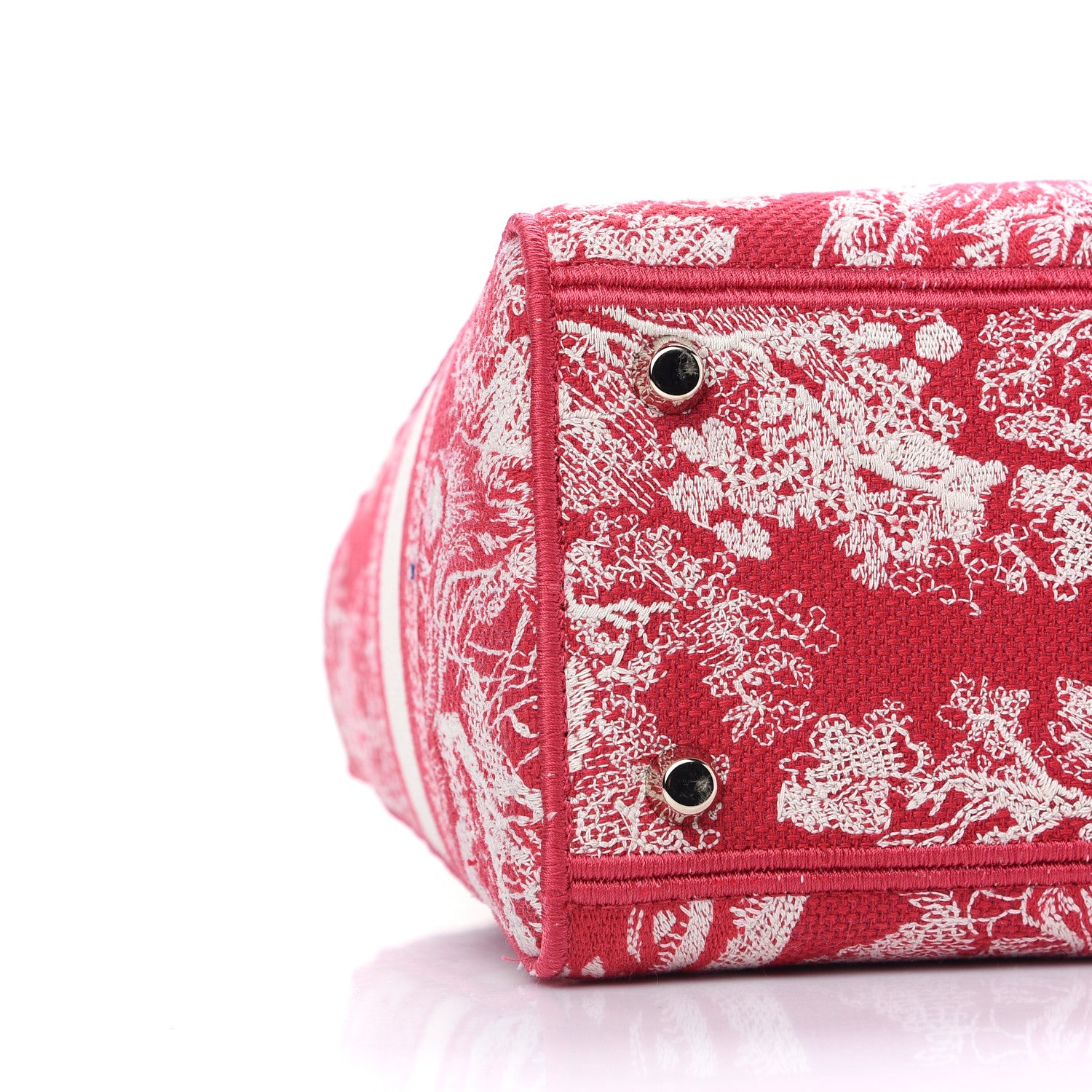 Christian Dior Canvas Toile De Jouy Reverse Embroidered Medium Lady D-Lite Red 7 of 8