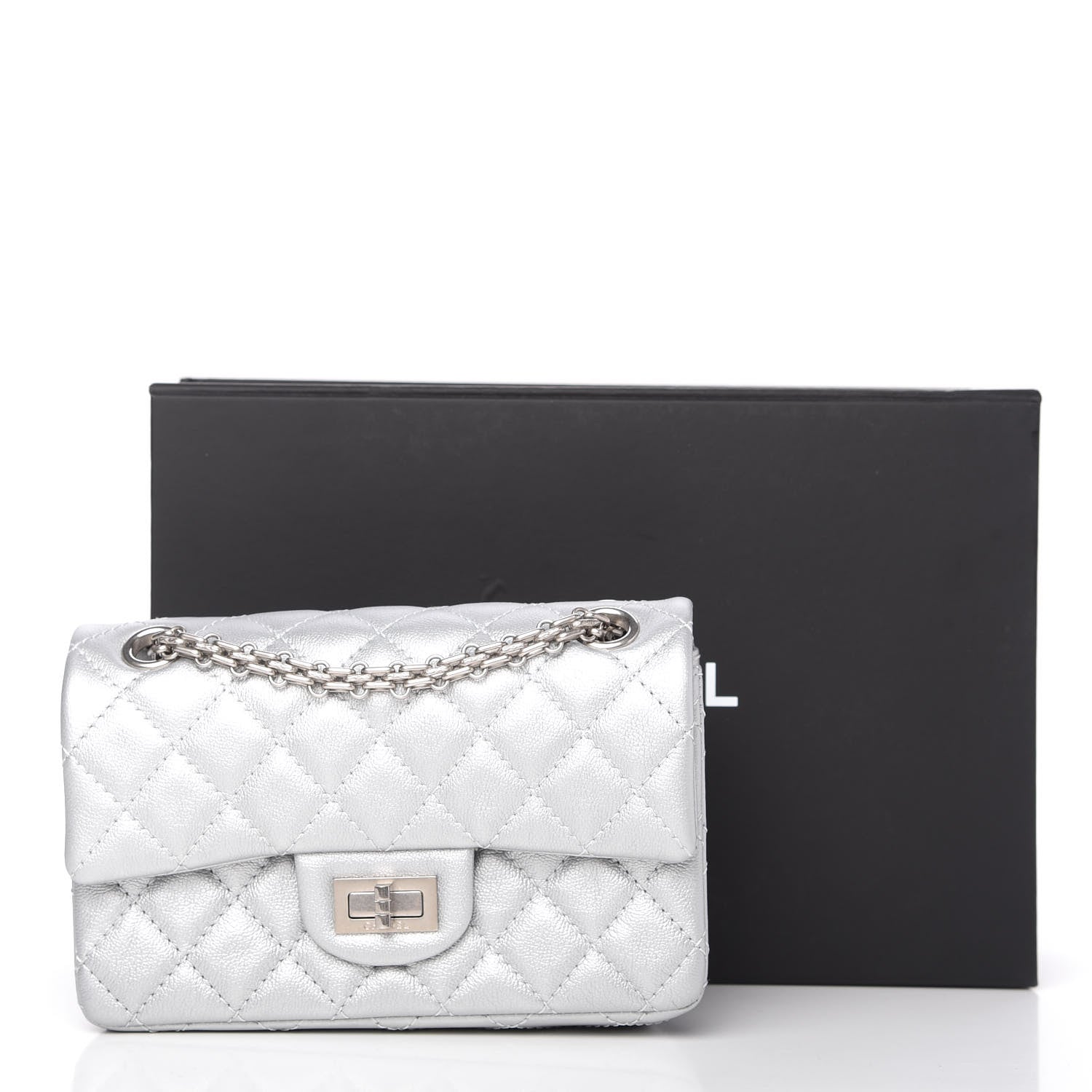 Chanel Metallic Grained Calfskin Quilted 2.55 Reissue Mini Flap Silver 11 of 11