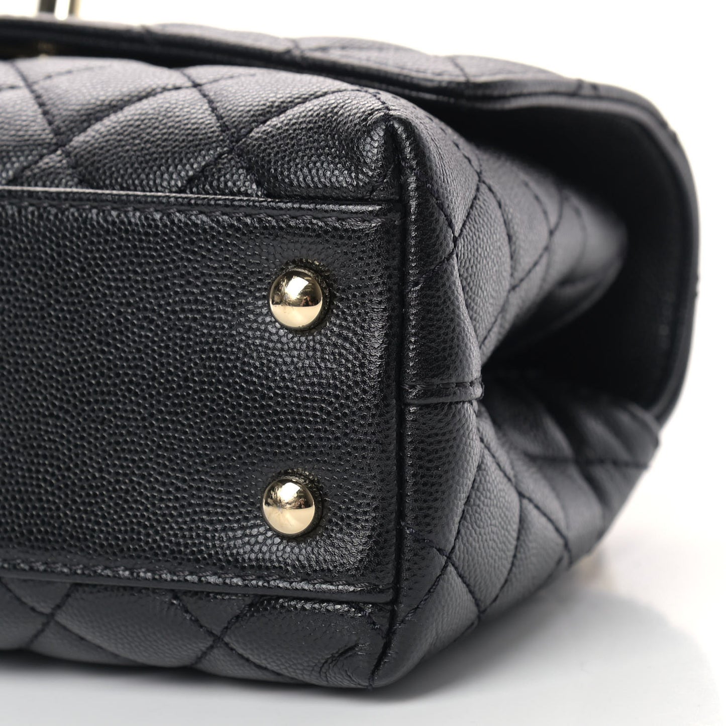 Caviar Quilted Mini Coco Handle Flap Black