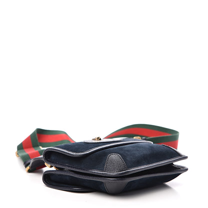 Gucci Suede Web Small Neo Vintage Double Flap Messenger Bag Blue 3 of 9
