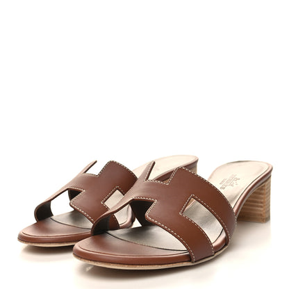 Hermes Calfskin Oasis Sandals 37.5 Gold 3 of 9