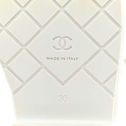 Chanel Calfskin Quilted Wedge Logo Sandals 36 White 7 of 12