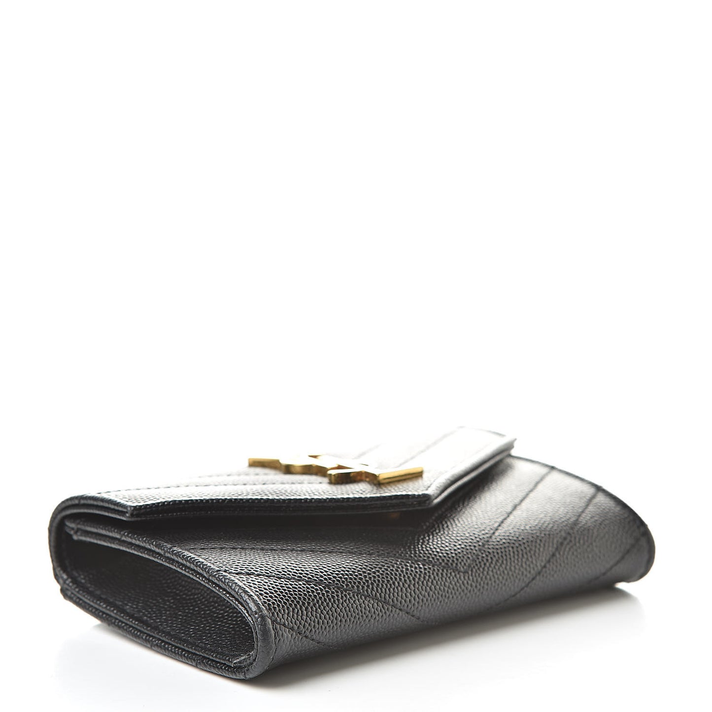 Grain De Poudre Matelasse Chevron Small Monogram Envelope Wallet Black