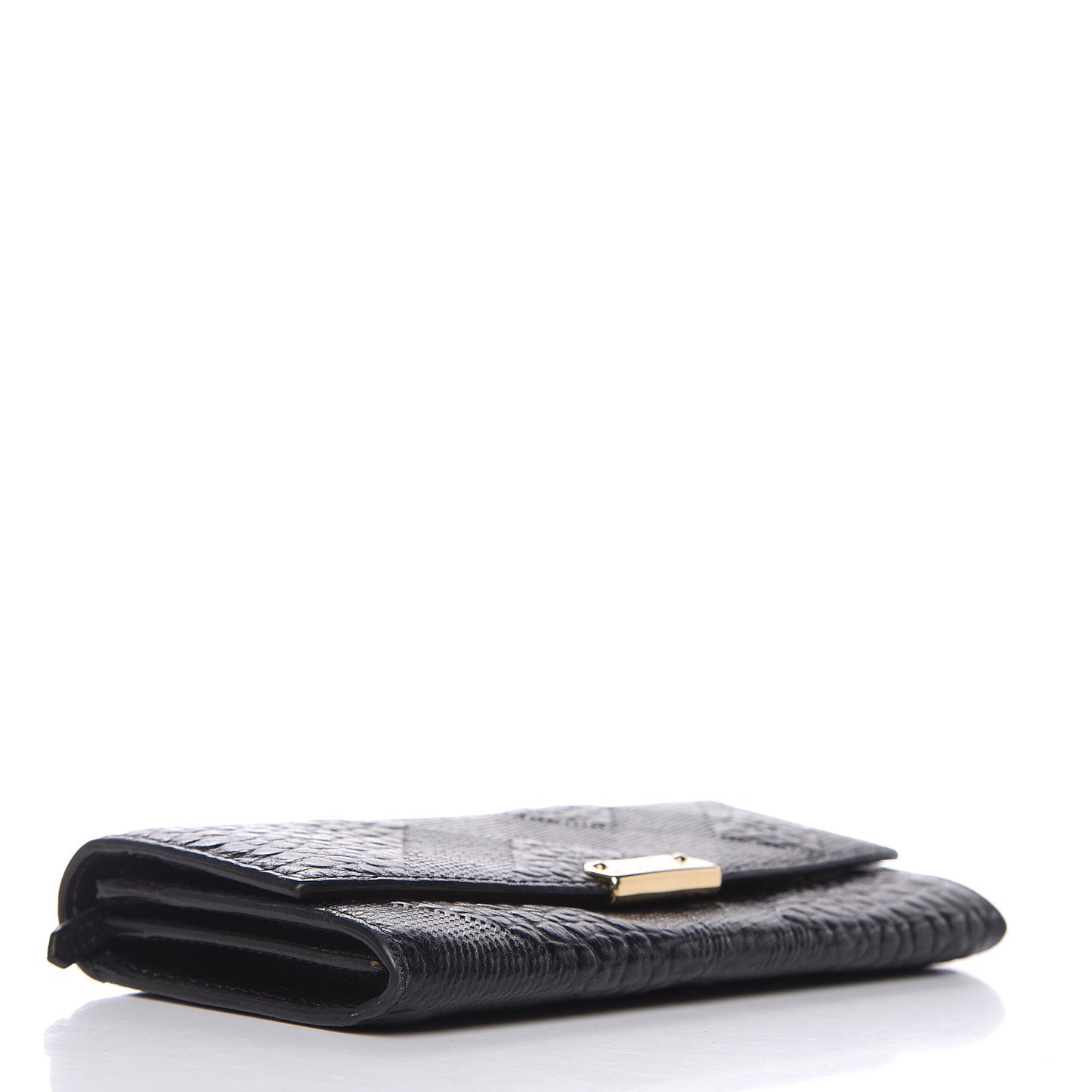 Signature Grain Calfskin Check Embossed Porter Continental Wallet Black