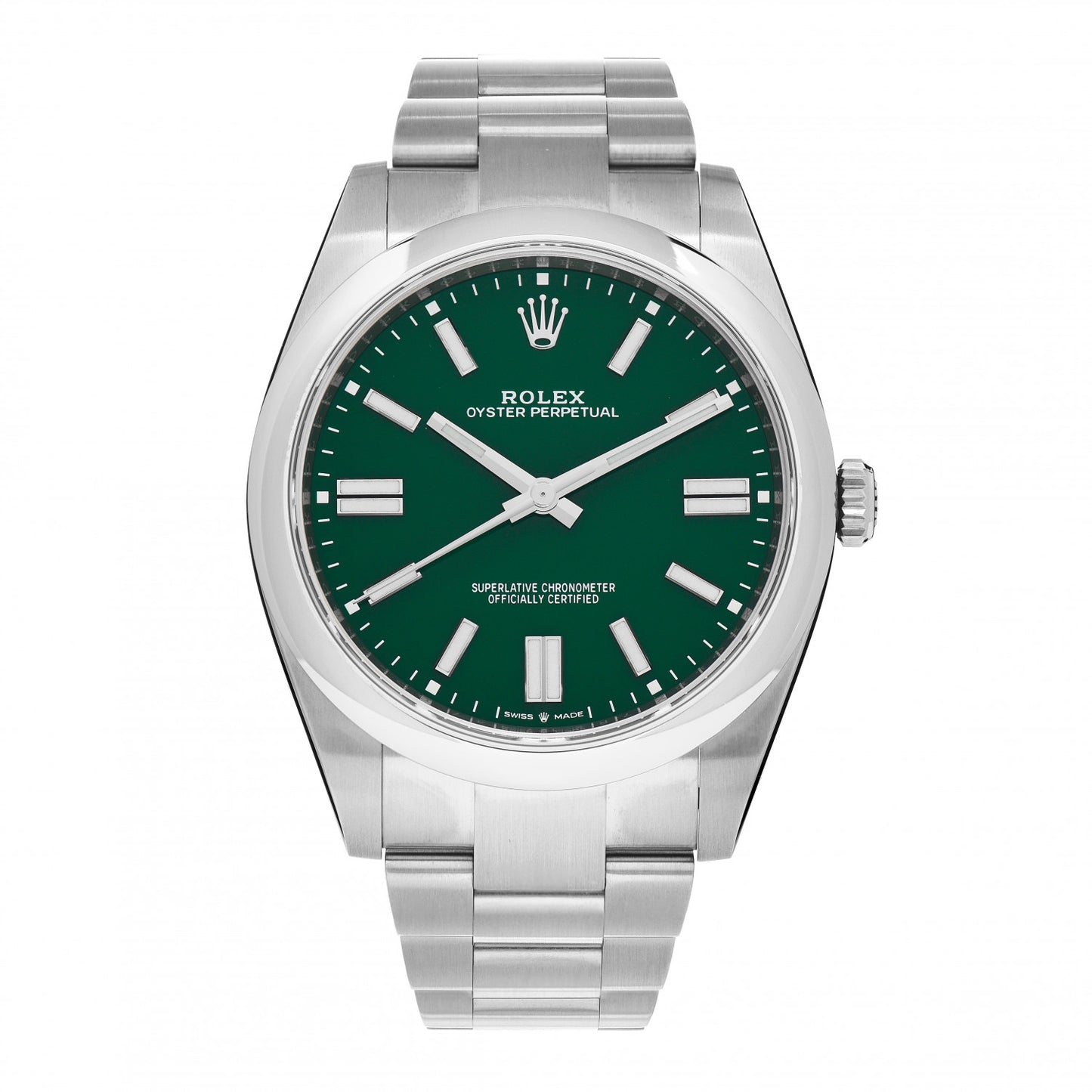 Stainless Steel 41mm Oyster Perpetual Watch Green 124300