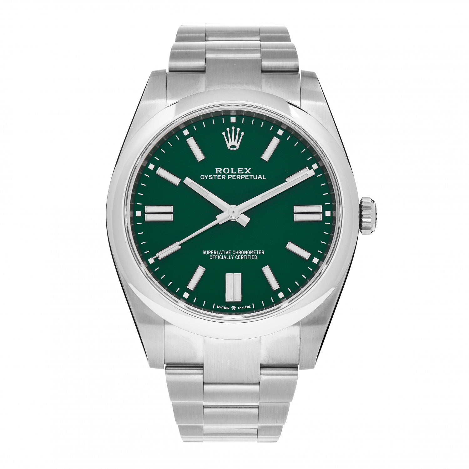 Rolex Stainless Steel 41mm Oyster Perpetual Watch Green 124300 1 of 5