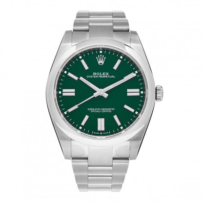 Rolex Stainless Steel 41mm Oyster Perpetual Watch Green 124300 1 of 5