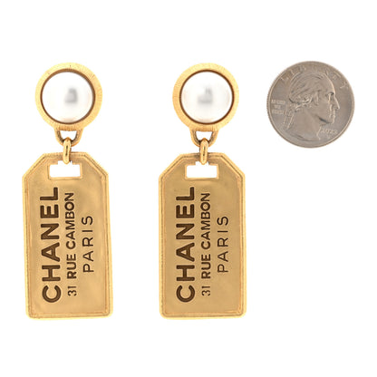 Chanel Pearl CC Tags Drop Earrings Gold 2 of 5