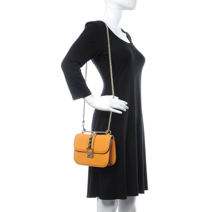 Valentino Garavani Pebbled Calfskin Small Glam Lock Rockstud Flap Mandarin Sorbet 2 of 10