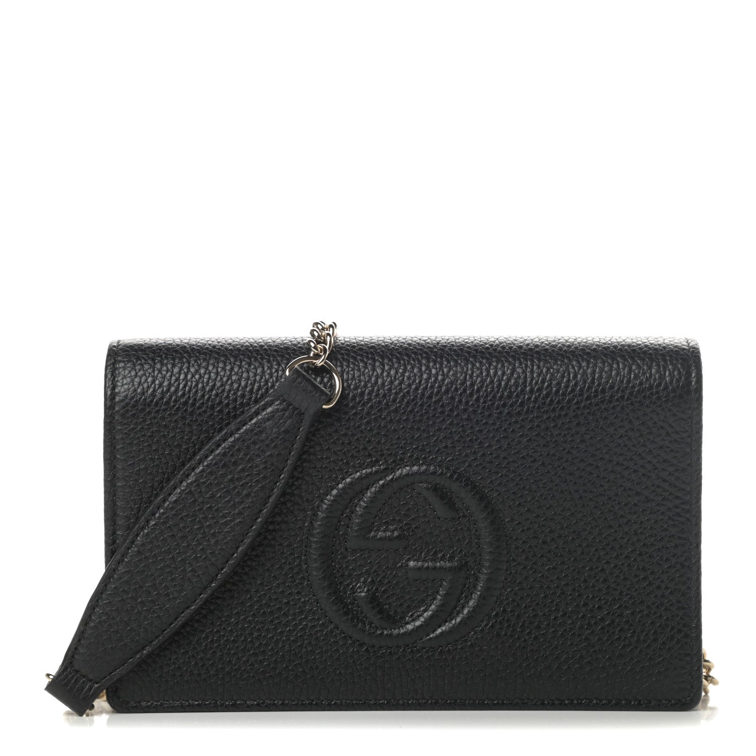 Gucci Pebbled Calfskin Soho Wallet on Chain Black 1 of 10