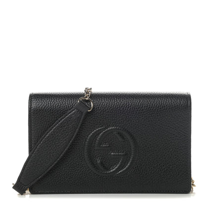 Gucci Pebbled Calfskin Soho Wallet on Chain Black 1 of 10