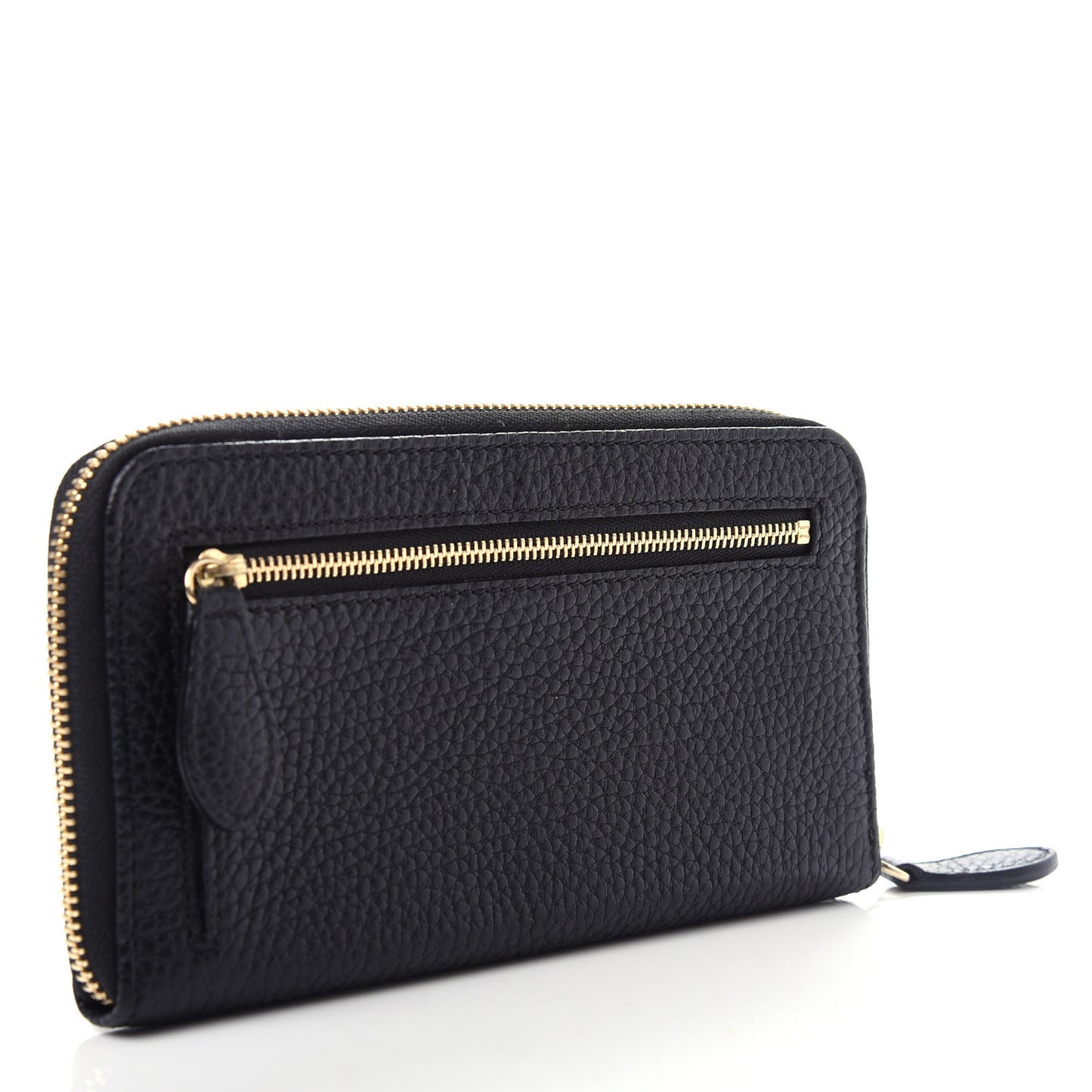 Grainy Calfskin Zip Around Wallet Black