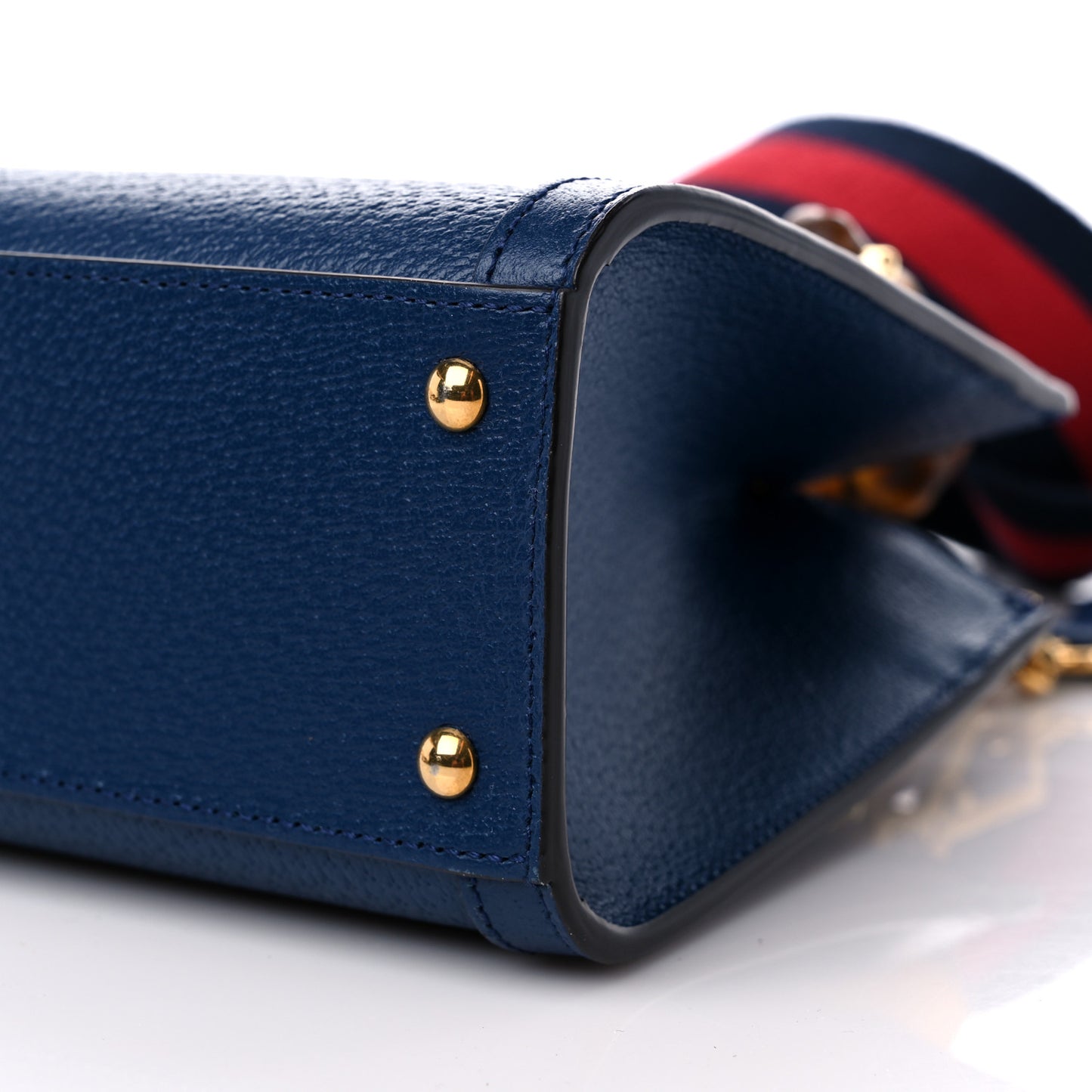 Textured Dollar Calfskin Web Mini Diana Tote Bag Royal Crop