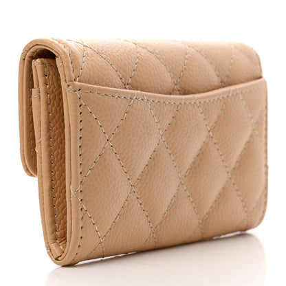 Chanel Caviar Quilted Flap Card Holder Wallet Beige 3 of 9