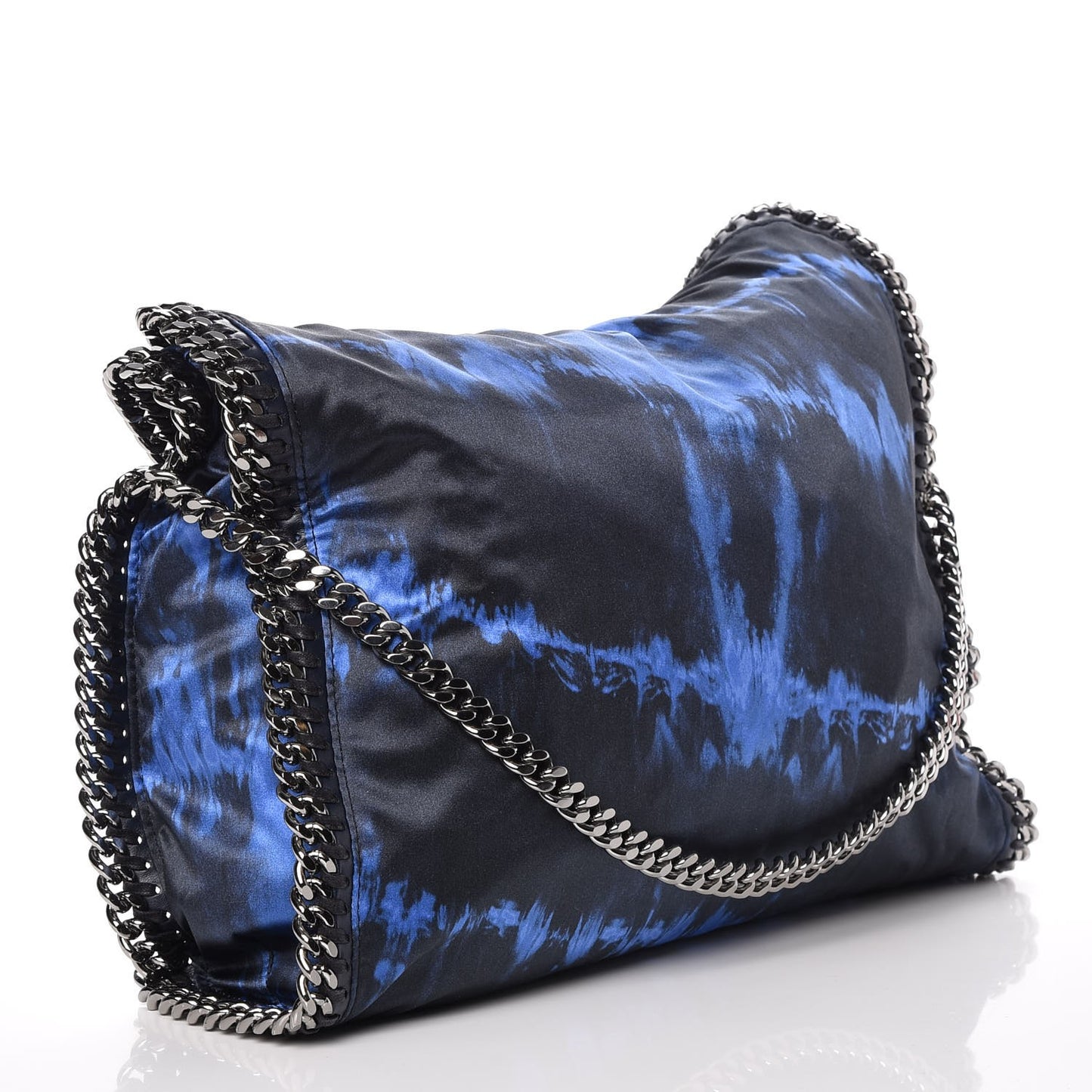 Tie Dyed Satin Falabella Fold Over Tote Cerulean