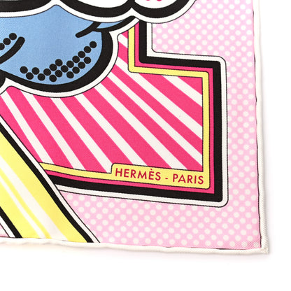 Hermes Silk Pegase Pop Scarf 45 Rose Bleu Jaune 4 of 6