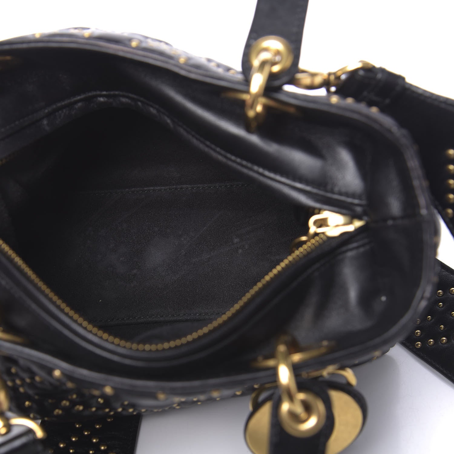 Christian Dior Calfskin Cannage Studded Medium Supple Lady Dior Black 6 of 12