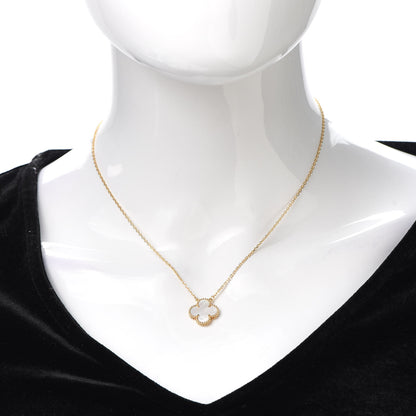 Van Cleef & Arpels 18K Yellow Gold Mother of Pearl Vintage Alhambra Pendant Necklace 2 of 8