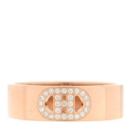 Hermes 18K Rose Gold Diamond PM H D'Ancre Ring 51 5.75 1 of 5