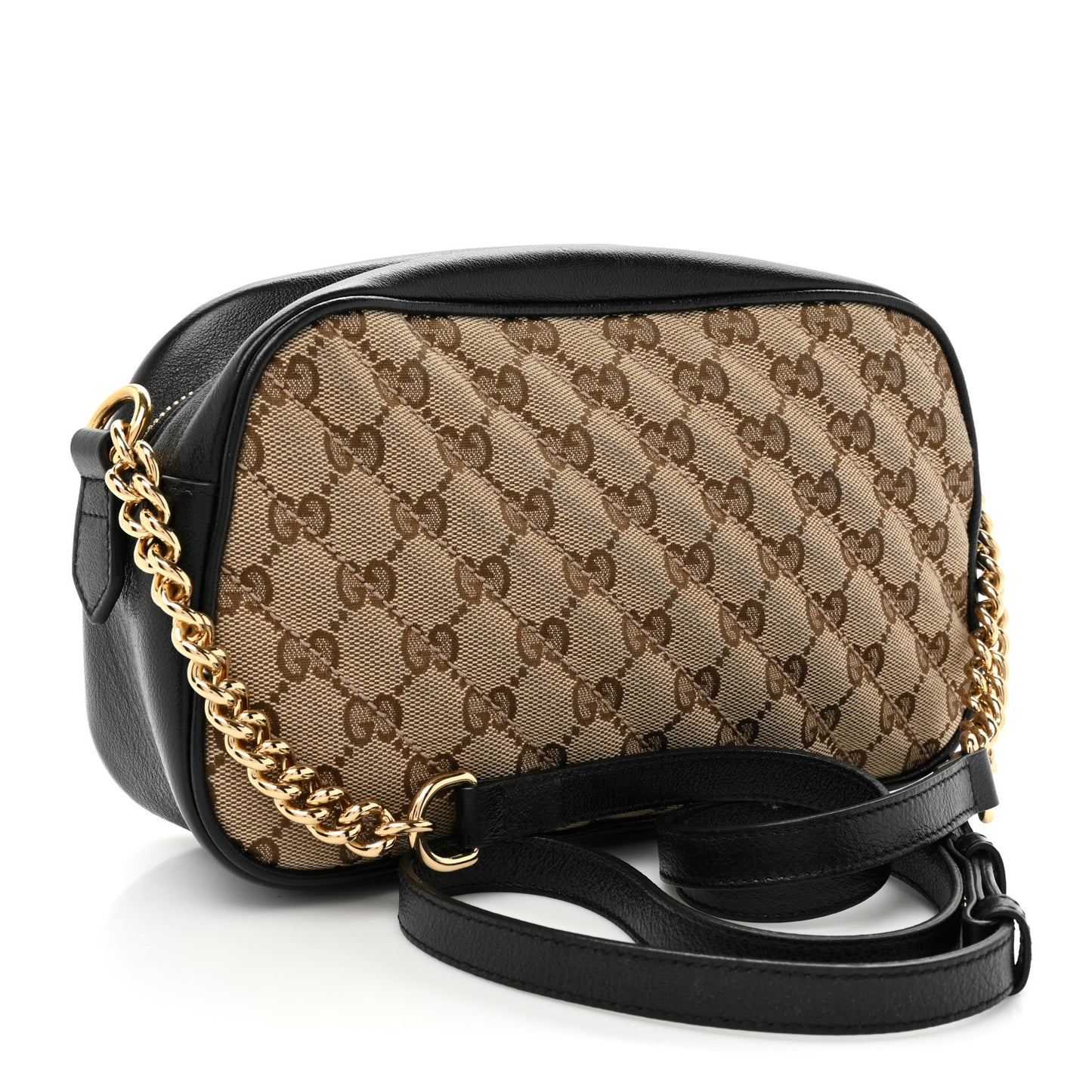 Monogram Matelasse Diagonal Small GG Marmont Chain Shoulder Bag Beige Black