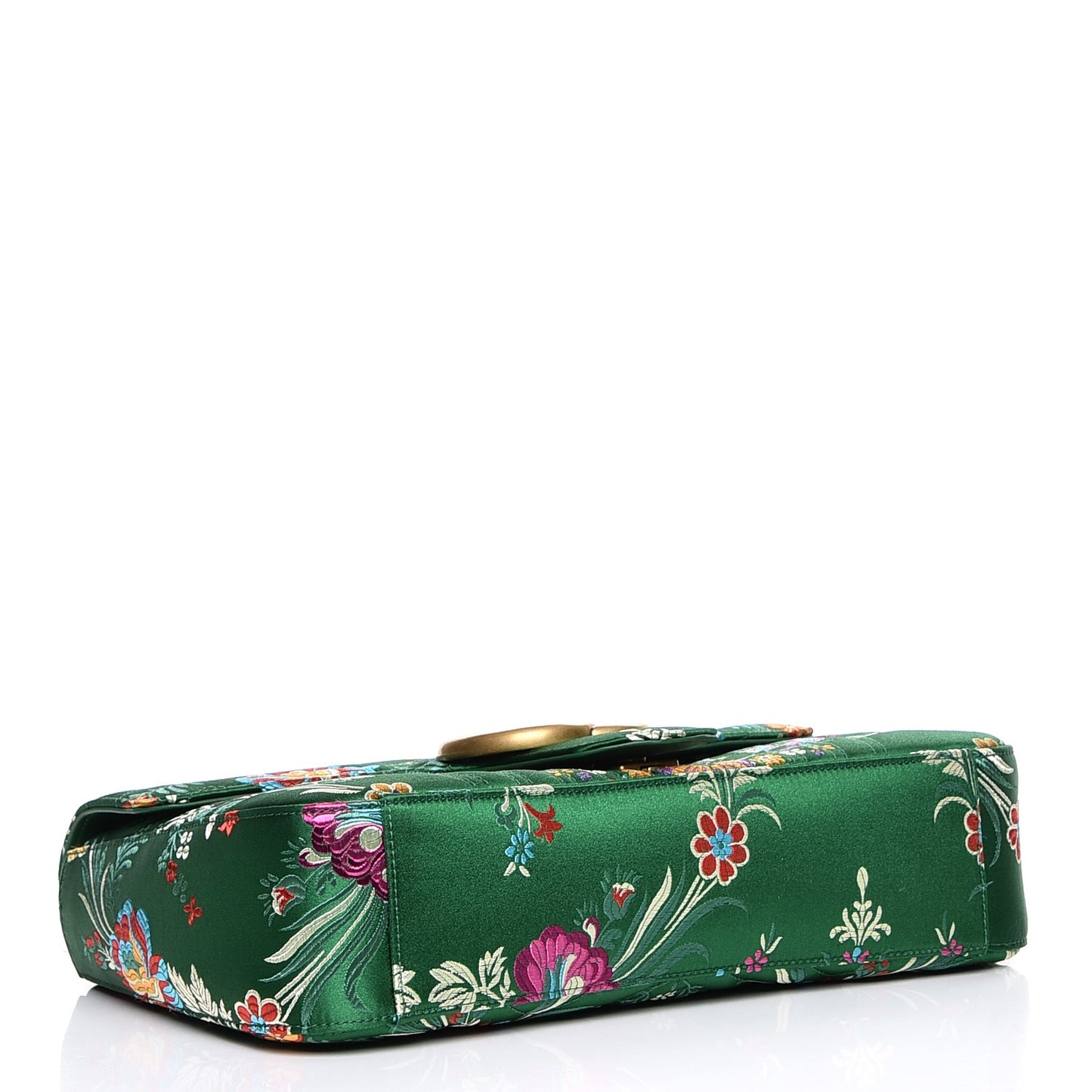 Jacquard Matelasse Floral Medium GG Marmont Shoulder Bag Green