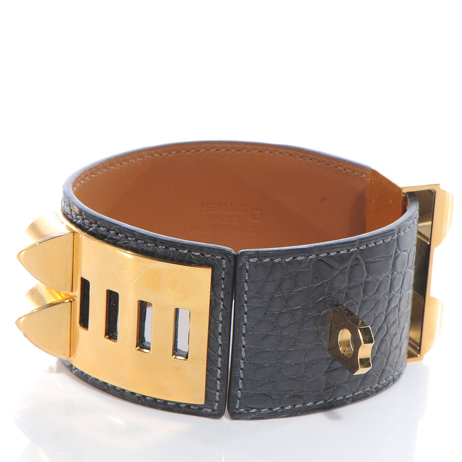 Hermes Matte Alligator Collier De Chien CDC Bracelet S Graphite 3 of 7