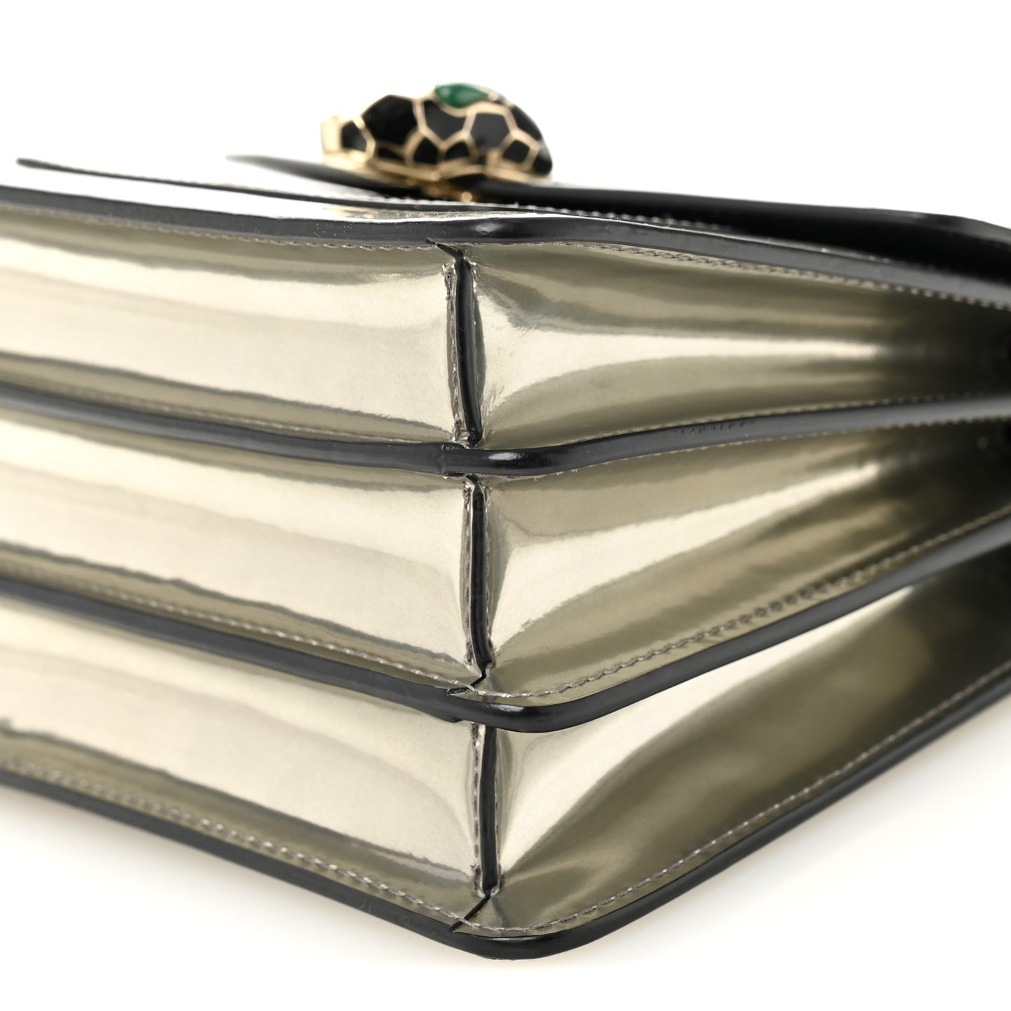 Metallic Calfskin Serpenti Forever Top Handle Silver