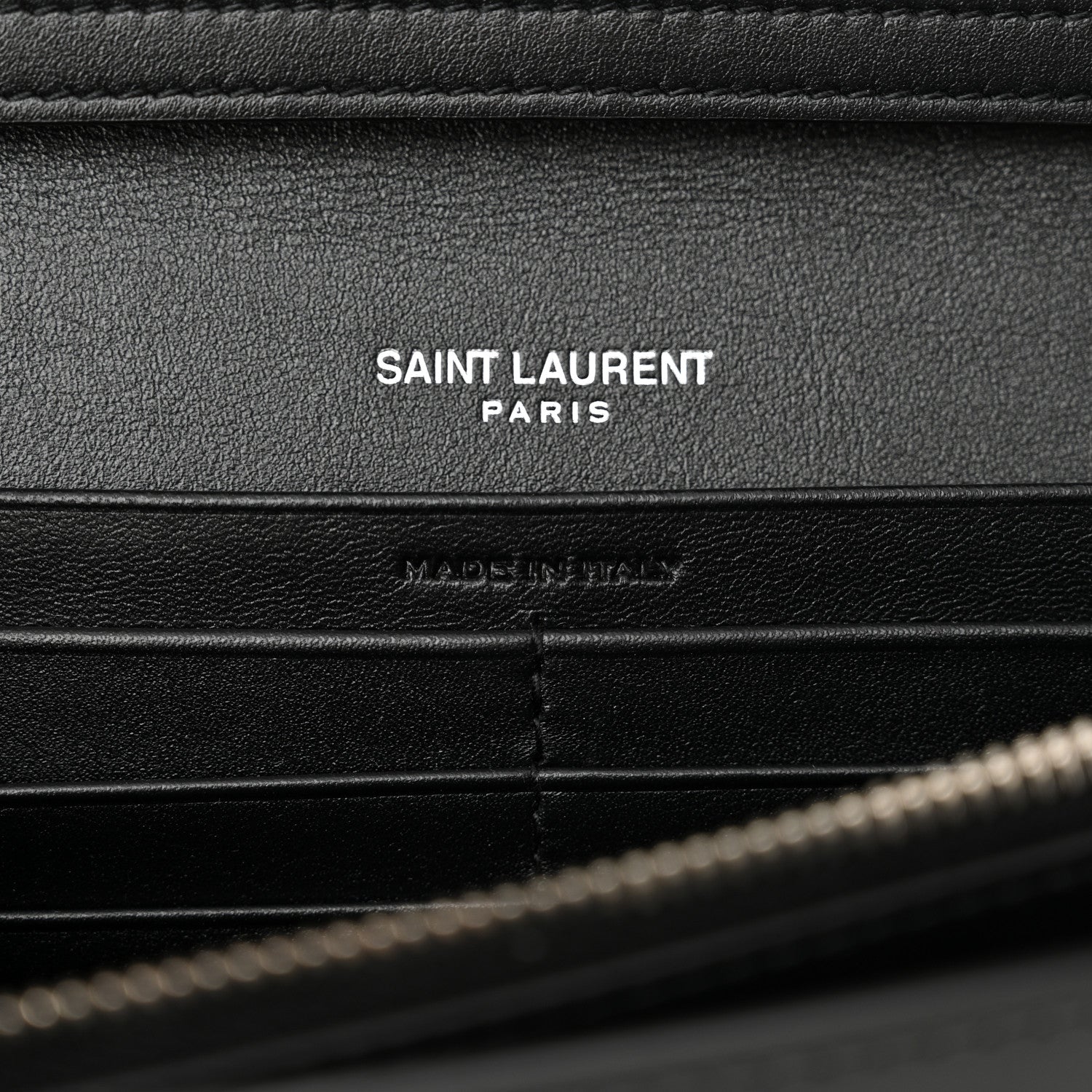 Saint Laurent Glazed Calfskin Cassandre Wallet On Chain WOC Black 6 of 11