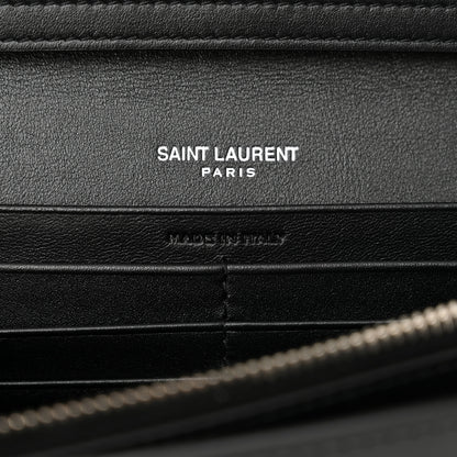 Saint Laurent Glazed Calfskin Cassandre Wallet On Chain WOC Black 6 of 11