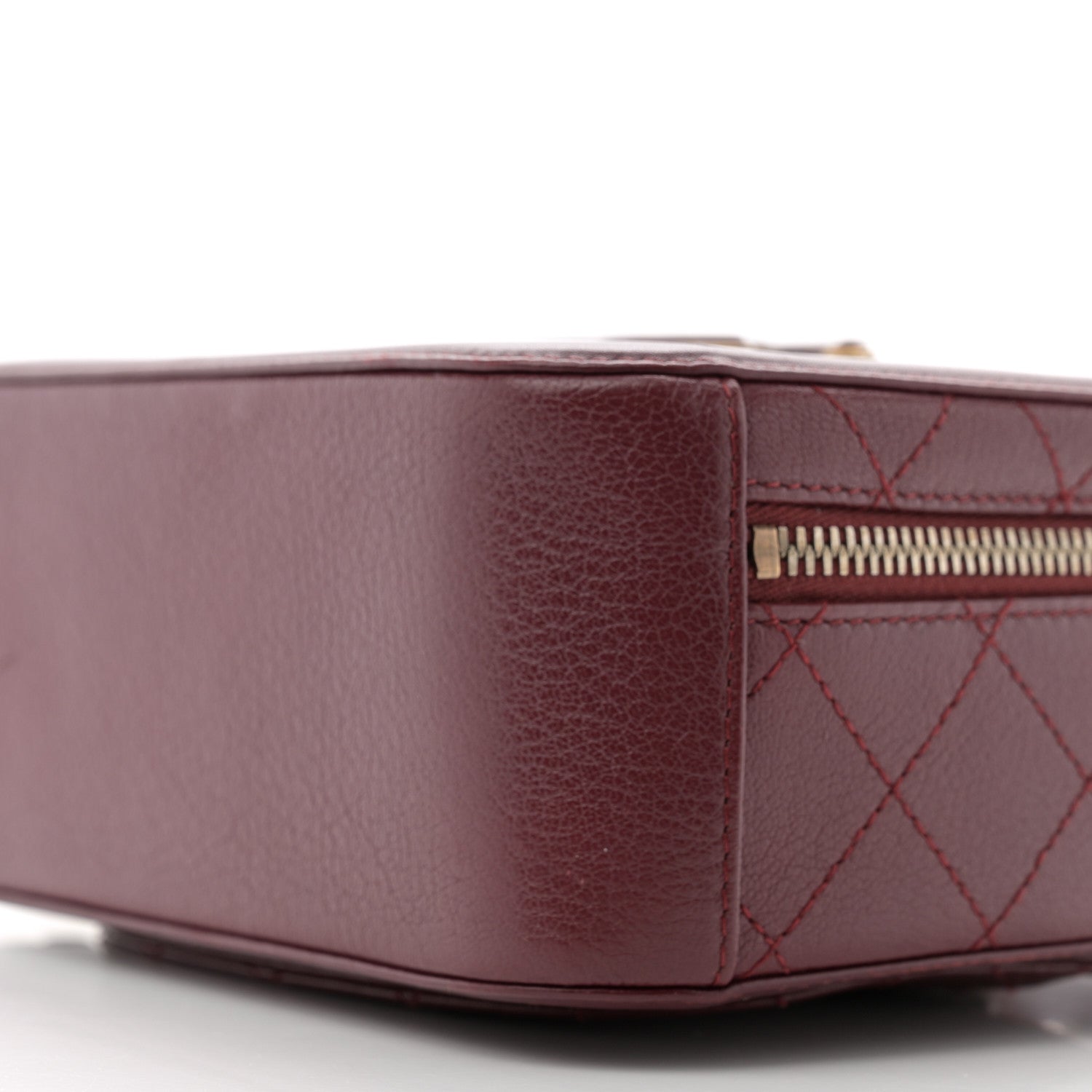 Chanel Shiny Calfskin Goatskin Quilted Small Coco Curve Vanity Burgundy 10 of 14