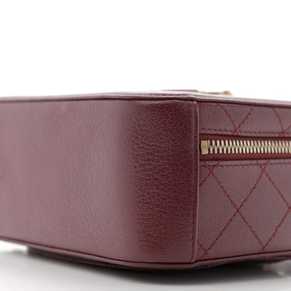 Chanel Shiny Calfskin Goatskin Quilted Small Coco Curve Vanity Burgundy 10 of 14